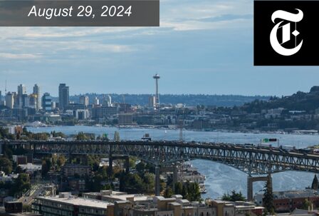 I-5 bridge, Lake Union, and Space Needle