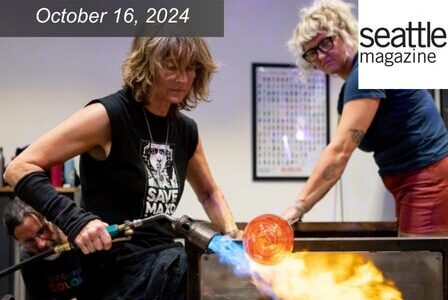 Glass artist Nancy Callan at Refract in 2023.
