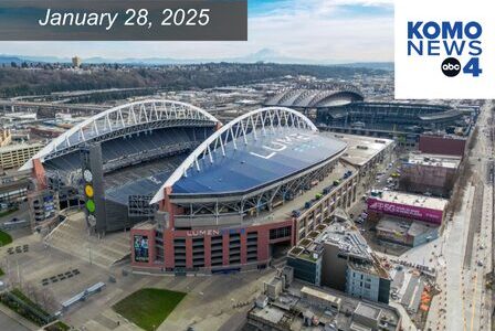 Aerial view of Lumen Field in Seattle.