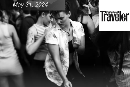 Person dances on a crowded dance floor